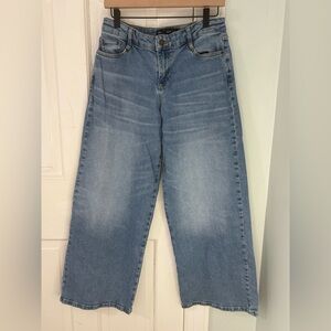 BODEN Wide Leg Jeans Size 4P Petite Medium Blue High Rise Denim | EUC |